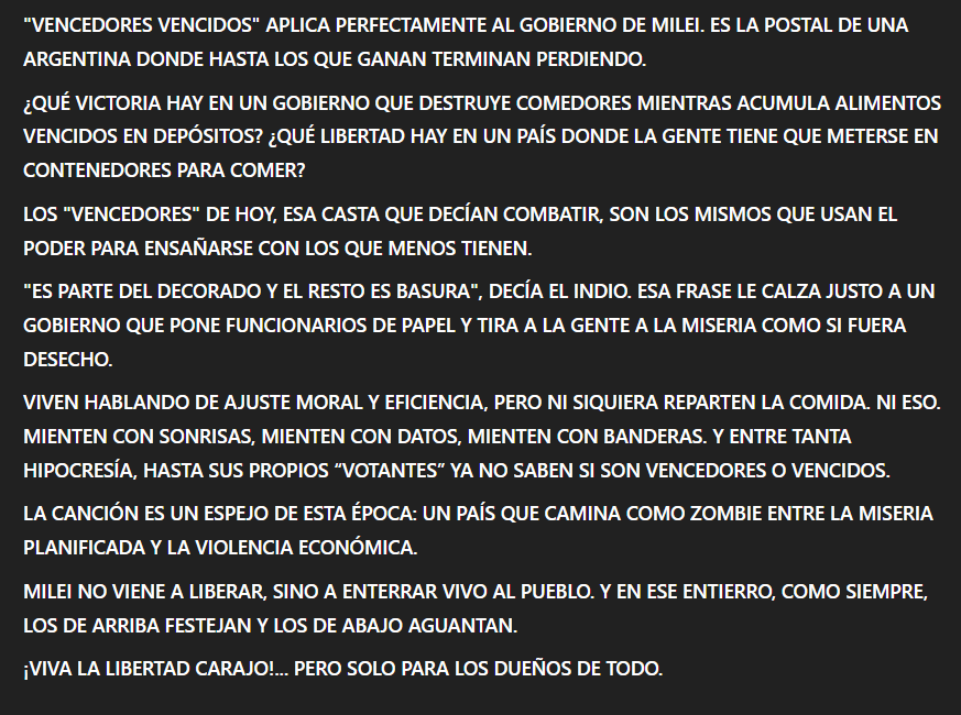 VENCEDORES VENCIDOS - PATRICIO REY Y SUS REDONDITOS DE RICOTA Con tu permiso
<a href="/Indio_Solari_ok/">Indio Solari Oficial</a>
youtube.com/watch?v=17Bz8r…