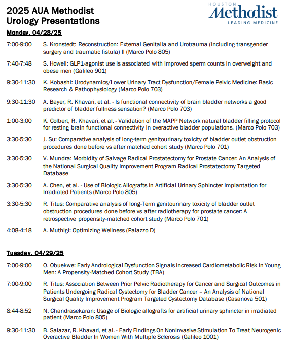 Look at who HMH will have at #AUA25 this year👀Be sure to follow our amazing faculty, residents, and fellows in Vegas! 🙌

Stay tuned for more HMH AUA 2025 content! 🚨🎉