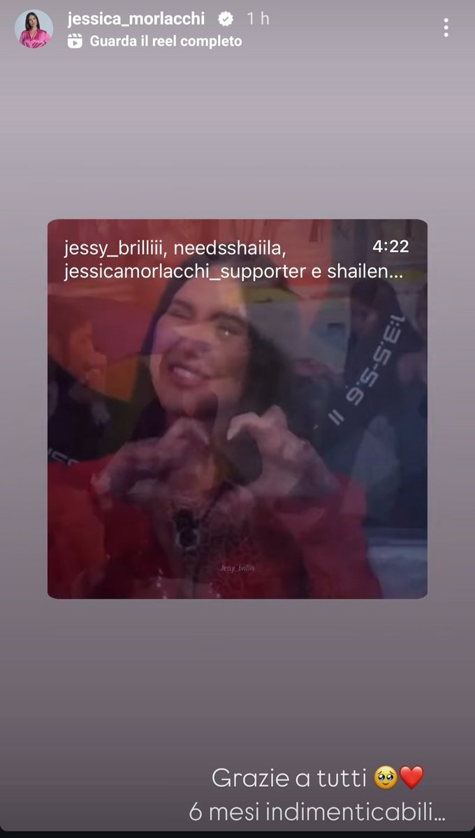 VALE70942077's tweet photo. Jessi che riposta un video con dei momenti di questi 6mesi passati al #GrandeFratello
Ringraziando tutti x i 6mesi indimenticabili😍🥹
@JessicaMorlacc1 quanto manchi ❤️
#morline #shailenzo #tommavi #jeglio #mavine #morletti #zelena #jeudi #heleviers #bolliters #morlani https://t.co/ucI6FpulWv