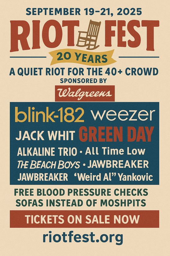 metalgigs_us's tweet photo. Riot Fest Turns 20, Officially Becomes A “Quiet Riot” For The 40+ Crowd: Sofas Instead Of Moshpits https://t.co/iq83C0YP3M https://t.co/wEK0Vlwtlg