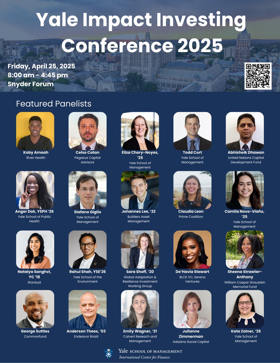 Yale ICF (@yaleicf) on Twitter photo Last chance to register for the Yale Impact Investing Conference <a href="/YaleSOM/">Yale School of Management</a> this Friday, April 25th! Join us for exciting discussions on climate change, social inequality, and the healthcare crisis. som.yale.edu/event/2025/04/… Last chance to register for the Yale Impact Investing Conference <a href="/YaleSOM/">Yale School of Management</a> this Friday, April 25th! Join us for exciting discussions on climate change, social inequality, and the healthcare crisis. som.yale.edu/event/2025/04/…
