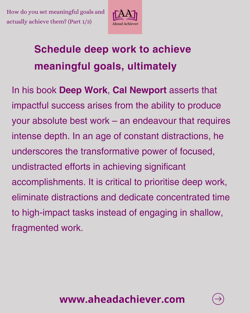 AheadAchiever's tweet photo. How do you set meaningful goals and actually achieve them? – Part 1/3
Learn more in our latest blog https://t.co/TTf8D5qalS
#AheadAchiever #books #TakeBackYourPower #DeepWork #UK #GoalSetting #StudySkills #productivity #ProfessionalDevelopment #TimeManagement #SelfDiscipline https://t.co/aX7NEx2bJo
