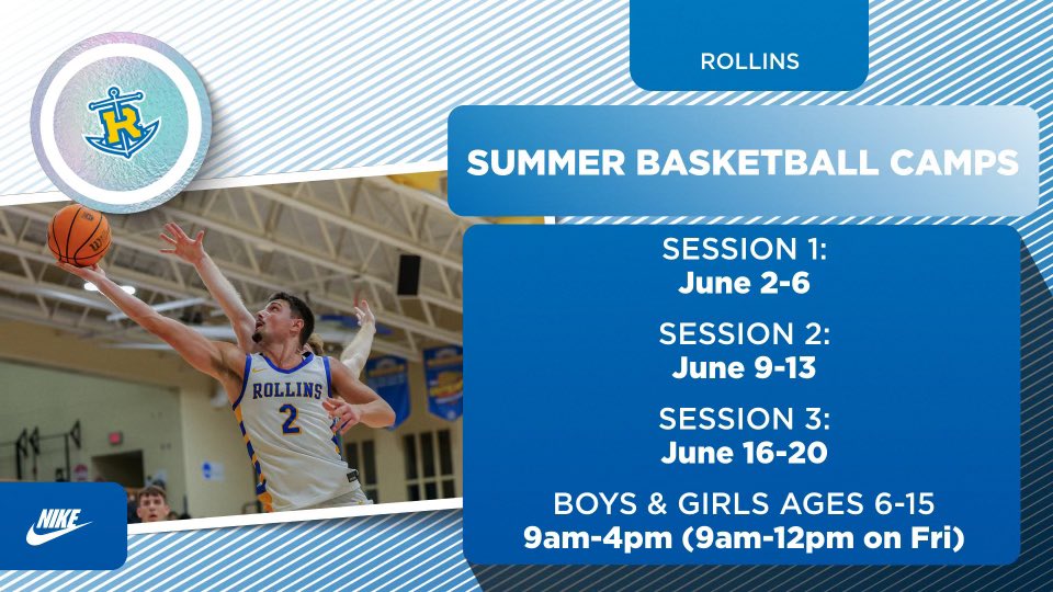 Rollins basketball camp will be here soon. Plenty of spots available!