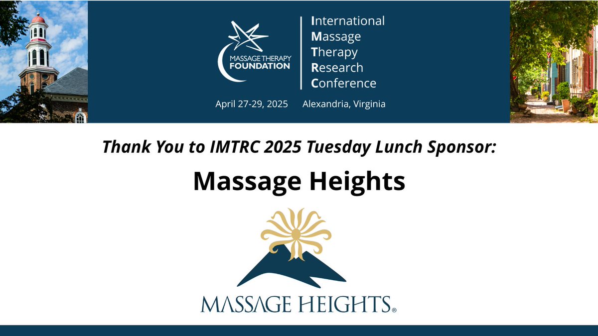 Our thanks to #IMTRC2025 food &amp; beverage sponsors; <a href="/MassageHeights/">Massage Heights</a>-Monday Coffee &amp; Tuesday Lunch Sponsor; DEMOR HotSpot Therapy-Monday Lunch Sponsor, &amp; Combe's Wellness Center-Tuesday Coffee Sponsor. Thank you for keeping attendees caffeinated &amp; refreshed! bit.ly/2025-IMTRC