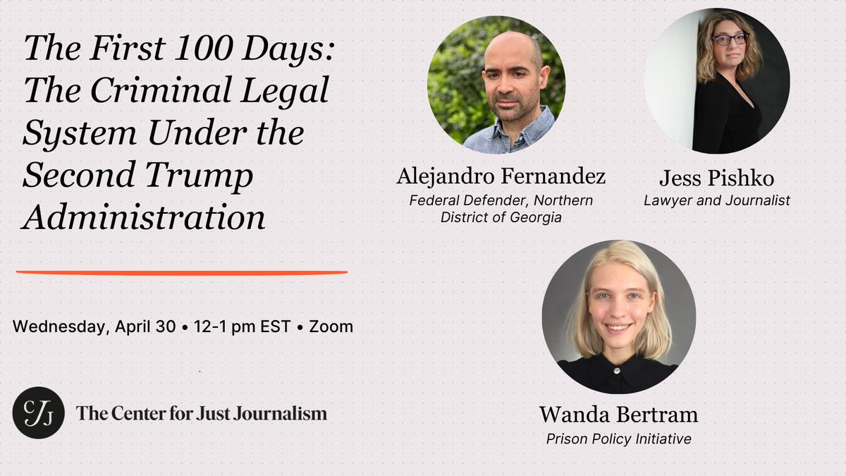 It's been hard to keep up with headlines during Trump's admin – so @Centerforjj is hosting a webinar to bring attention to the under-the-radar changes shaping policing, prosecution, and incarceration across the US.

🗓️ April 30, 12pm EST

Sign up here 👇
us06web.zoom.us/webinar/regist…