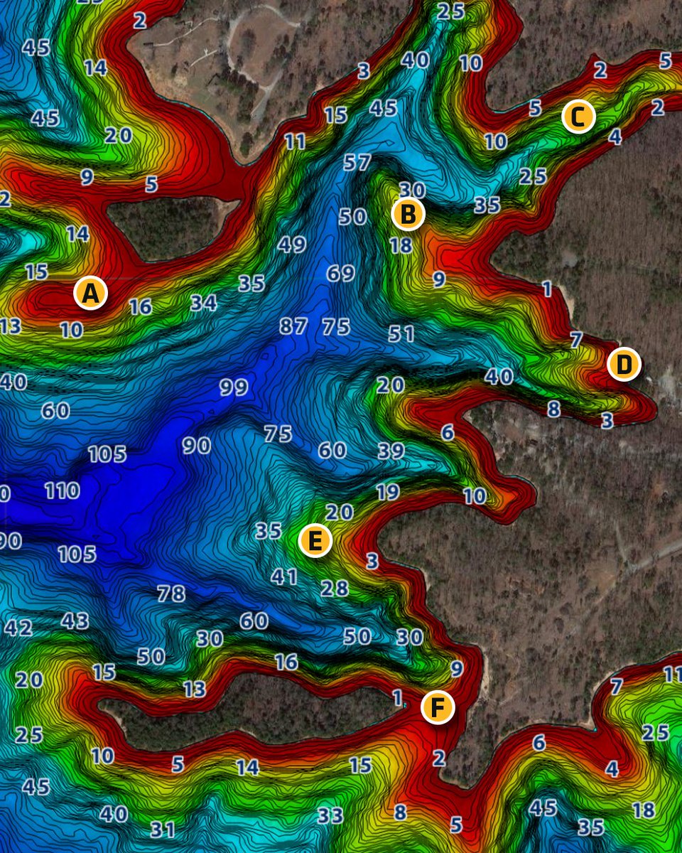 HumminbirdFish's tweet photo. The Bassmaster Elite on Lake Hartwell starts tomorrow, so we've been looking around on the One-Boat Network App to find spots that might be holding bass. Based on this spot, which area would you fish first? #Humminbird #LakeMaster #OneBoatNetworkApp https://t.co/JePGF095Qr