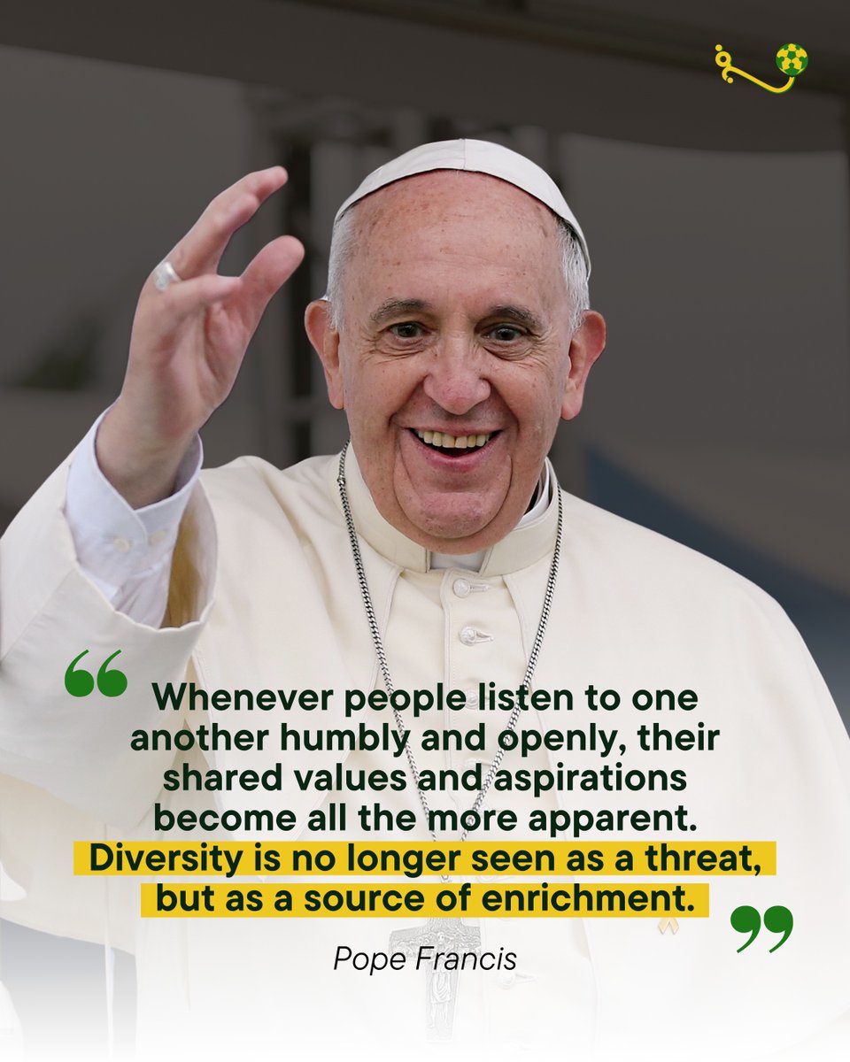 Pope Francis, a leader whose words continue to inspire our work. “Diversity is no longer seen as a threat, but as a source of enrichment.” May we keep listening. May we keep building a more just world. #PopeFrancis #Inclusion #DiversityIsStrength