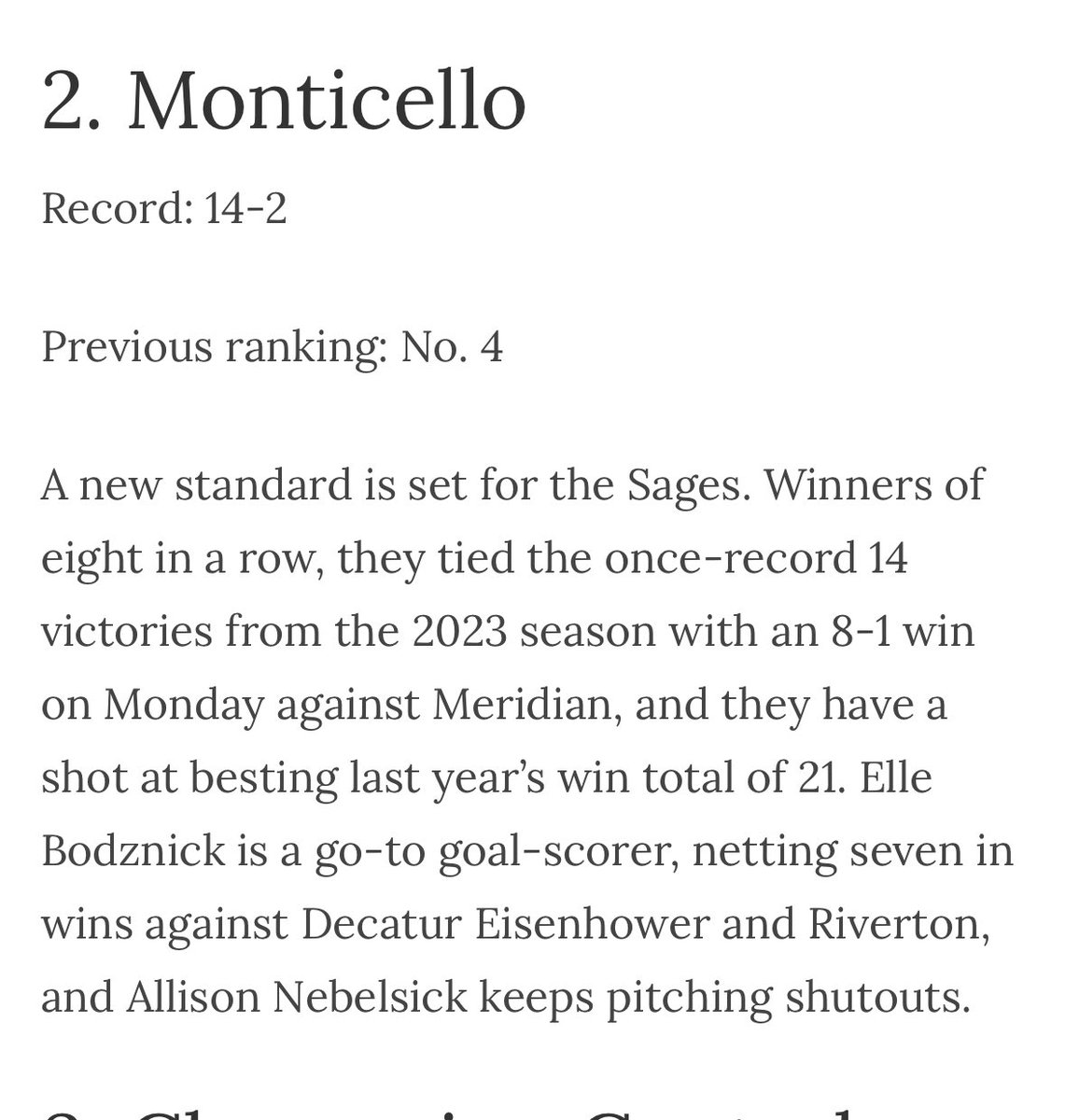SagesAthletics's tweet image. The Sages soccer team moves into the #2 spot in this weeks @ngpreps rankings.

The girls (14-2) have a big home game today vs conference rival BCC. #GoSages #OneGameAtATime