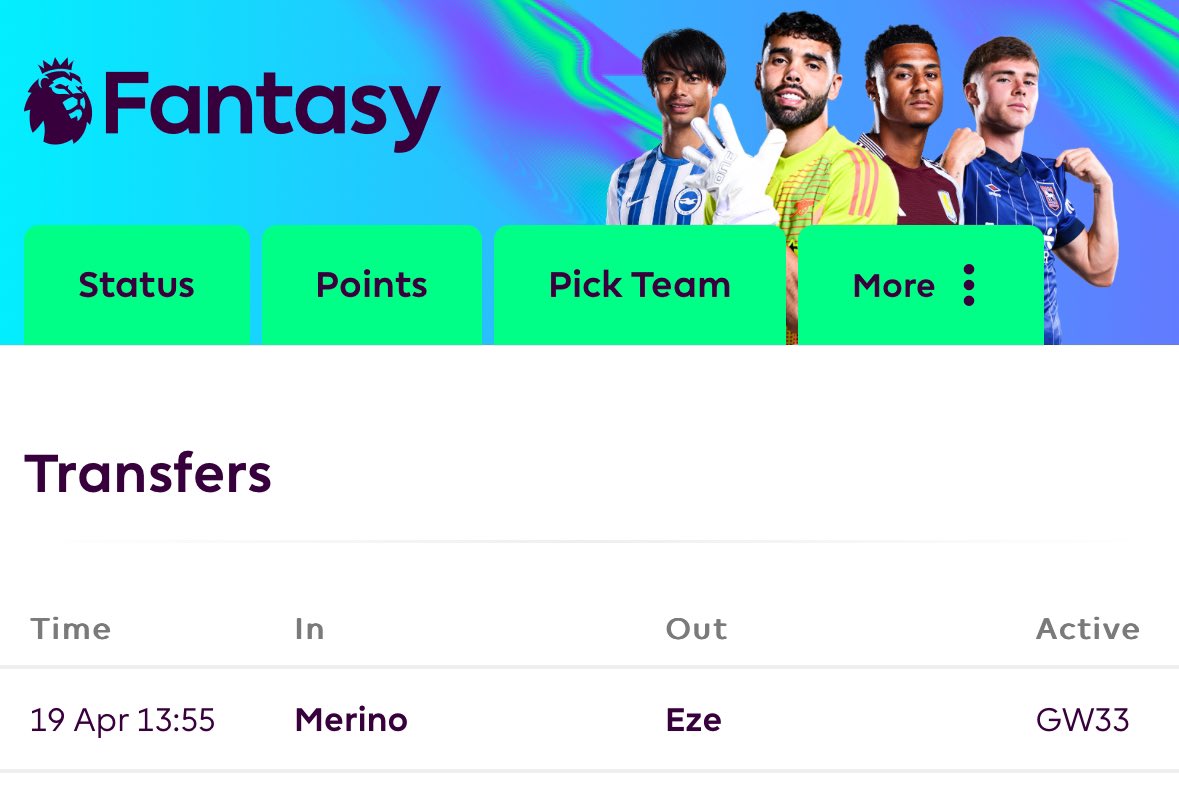 فضلت ميرينو على تروسارد 
و جبته مكان ايزي 
فالنهاية تألق تروسارد و ايزي و ميرينو لعب اقل من 60 دقيقه في جولة دبل 🤷🏻‍♂️🤷🏻‍♂️