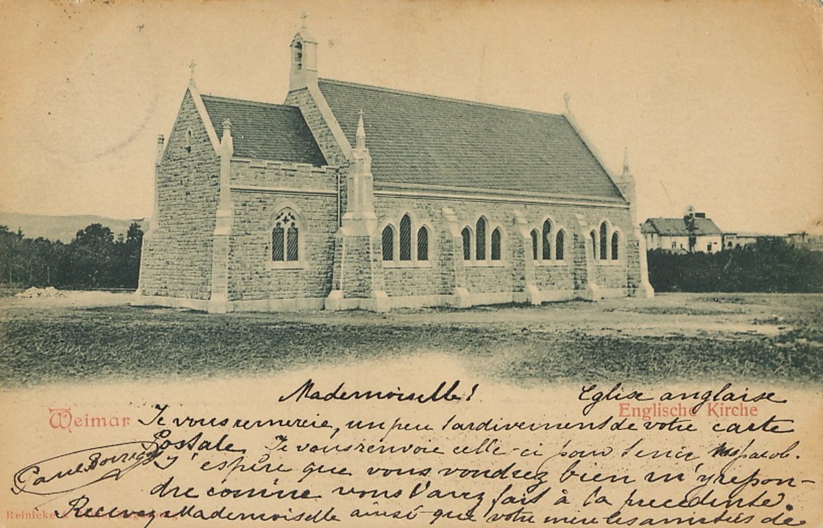 Emmanuel Church, Weimar, built in 1899 and designed by Rudolf Zapfe. The site was given by the Grand Duke of Saxe-Weimar-Eisenach, a bad one on the edge of town. The church closed in 1914 and reverted to the town in 1926. But it is now thriving: de.wikipedia.org/wiki/Kreuzkirc…