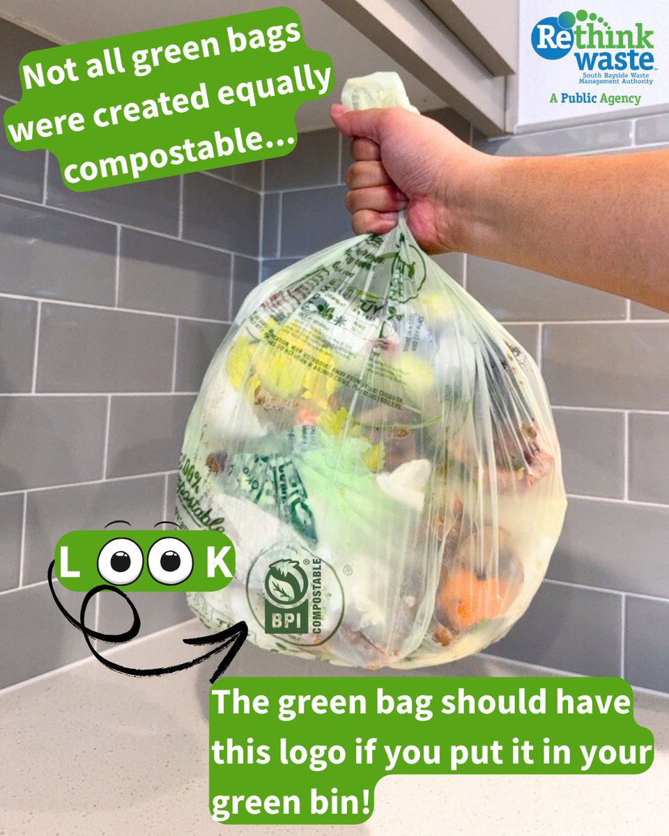 Did you know? Not all green produce bags are compostable! Only bags with the BPI (Biodegradable Product Institute) logo are certified compostable. Keep plastic bags out of your green bin and help us keep the compost healthy!