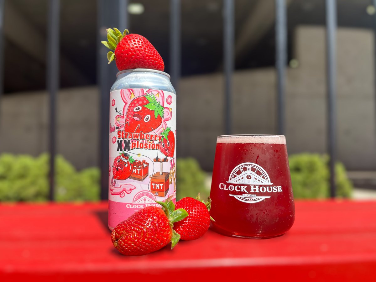 We have a Brand New Beer for you this Friday, April 25th!👀 

Strawberry XXplosion is a Kettle Sour with an excessive amount of fresh Strawberries! This sour explodes out the glass and will leave you wanting more🍓 

Available in 16oz 4-packs, growlers, and draft!