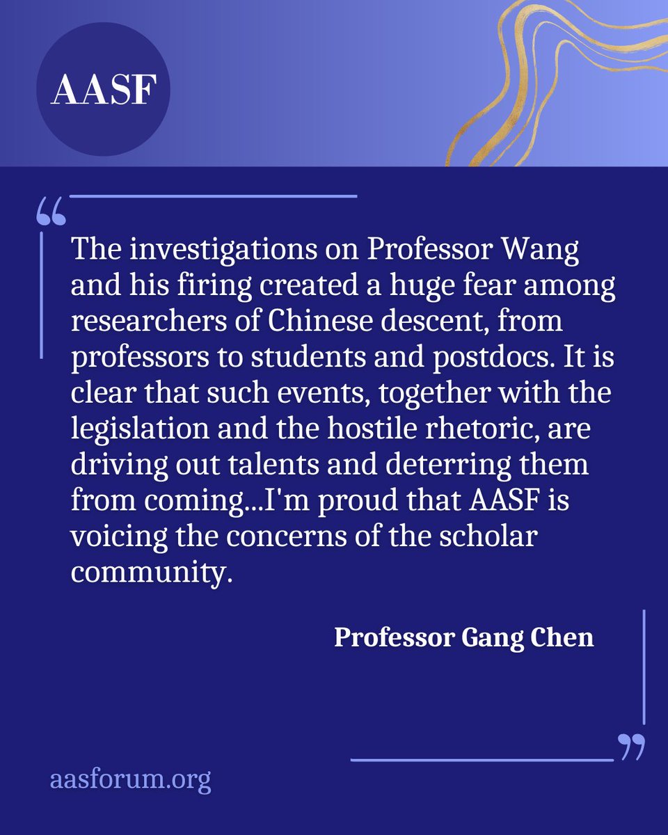 AASF led nearly 750 orgs &amp; members of the scholar, scientific &amp; research community from across the US in issuing a letter expressing concern over Indiana U's termination of tenured Prof. XiaoFeng Wang. AASF letter &amp; data report was featured by @wsj: aasforum.org/2025/04/23/asi…
