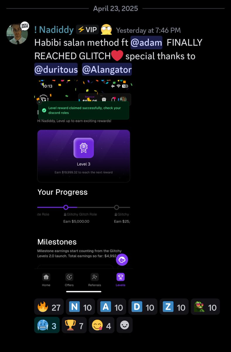 Nadiddy just claimed his Glitch role 
(He completed 5k rev on Glitchy)

Took him only a week to earn $5k

You can do it too by the free guides provided by Glitchy

The shit is so simple that even a retard can earn 6 figs in a half year

Want the guides? Comment "NA"
(Must follow)