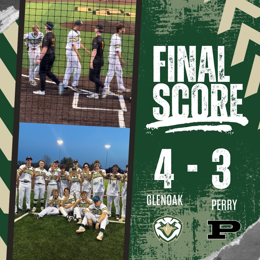 A big walk off win tonight to beat Perry 4-3.  

Kyle Moff with the big 2 RBI hit to win it. The GlenOak offense banged out 11 hits. 

Ben Sibert pitched a solid 5 IP with 10 Ks
Will Douglas came in relief to get the W. 

GlenOak moves to 10-4 (2-4) on the season. 

#flcscores