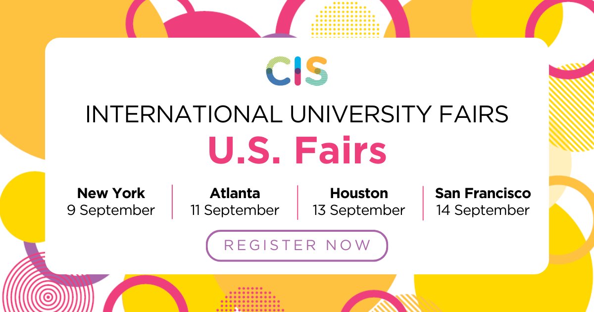 CISEducation's tweet image. CIS International University Fairs in the U.S. are popular events that link students at CIS schools with university admissions professionals worldwide. Our series of U.S. fairs are well-attended, so register early to secure your spot! info.cois.org/iuf-series-us-…