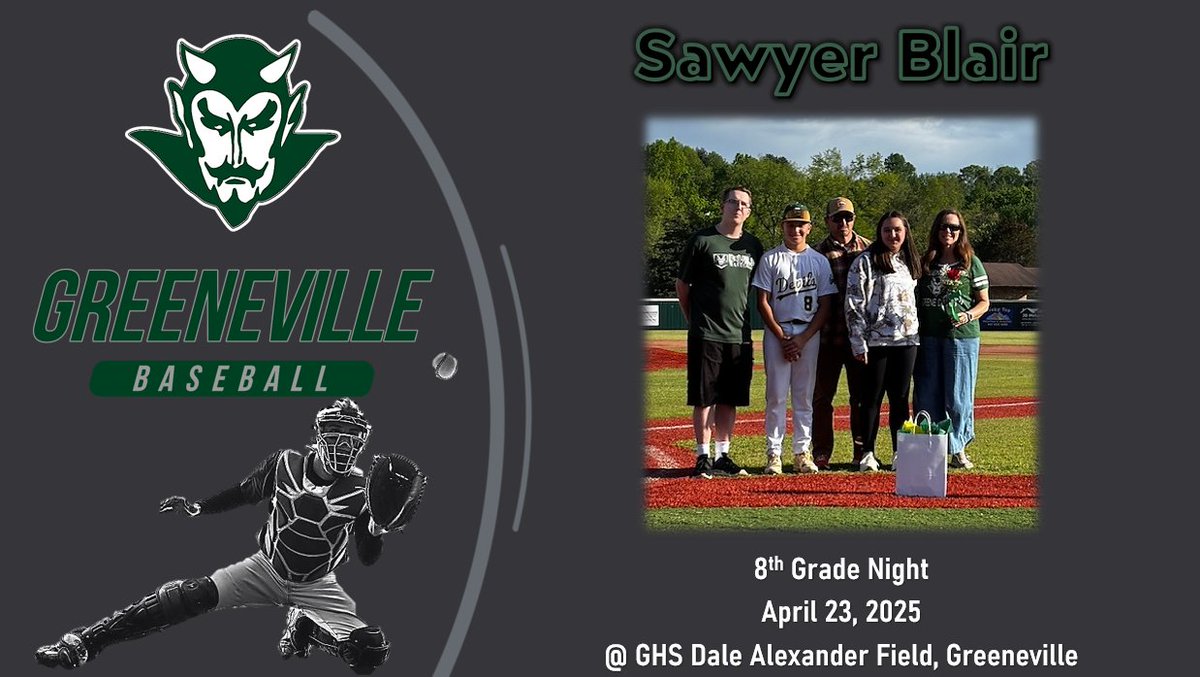 jeremy simerly (@jeremy_simerly) on Twitter photo GMS Athletics, Baseball
8th Grade Night
Sawyer Blair
Go Devils! #RISEasONE #WEoverME
<a href="/racheladamstn/">Dr. Rachel Adams</a> <a href="/CoachMcCall65/">Andy McCall</a> <a href="/CoachCBaugh/">Cody Baugh</a>
<a href="/GMSDevilsBaseba/">GMS Devils Baseball</a> <a href="/GMS_greeneville/">Greeneville Middle School</a> GMS Athletics, Baseball
8th Grade Night
Sawyer Blair
Go Devils! #RISEasONE #WEoverME
<a href="/racheladamstn/">Dr. Rachel Adams</a> <a href="/CoachMcCall65/">Andy McCall</a> <a href="/CoachCBaugh/">Cody Baugh</a>
<a href="/GMSDevilsBaseba/">GMS Devils Baseball</a> <a href="/GMS_greeneville/">Greeneville Middle School</a>