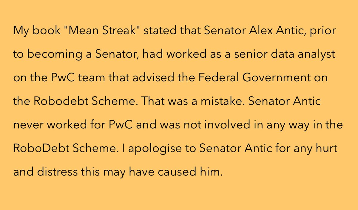 Apology to Senator Alex Antic