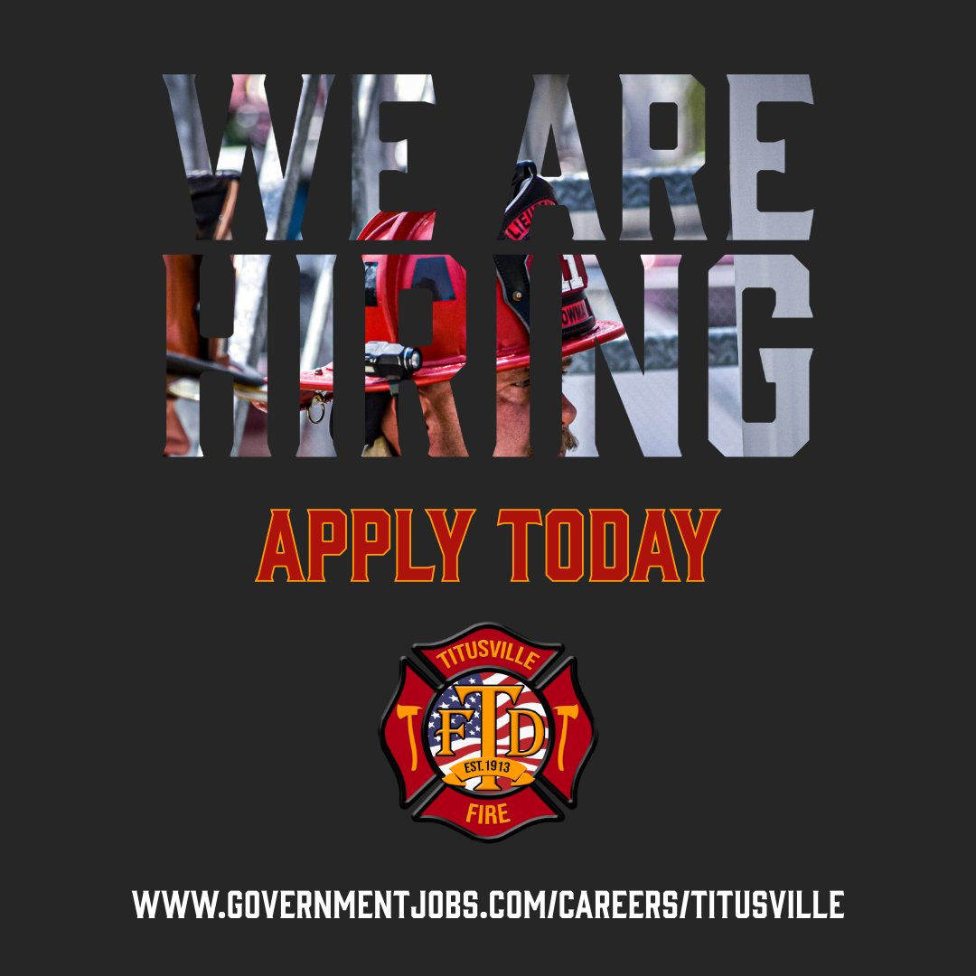 If you are a Florida state certified FF/EMT or FF/Paramedic this post is for you. At Titusville Fire you are more than an employee; you are part of the family. Apply today!  For more information call 321-567-3792 or email gregory.sutton@titusville.com.