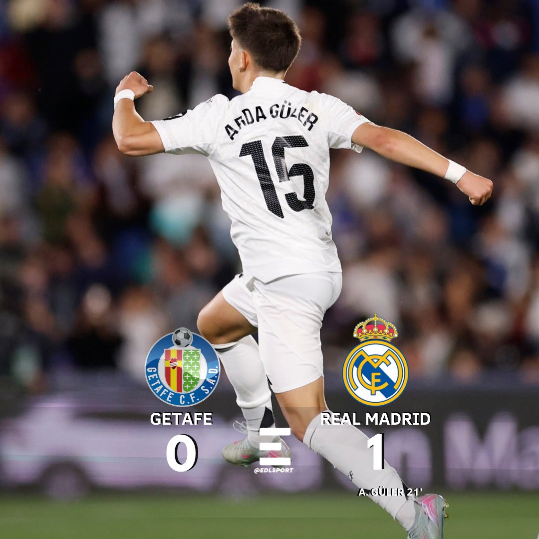 ¡VICTORIA MERENGUE!🔥

Real Madrid derrotó al Getafe con un gran gol de Arda Güler, para mantener la distancia de 4 puntos con el líder Barcelona.

#EDLSport #RealMadrid