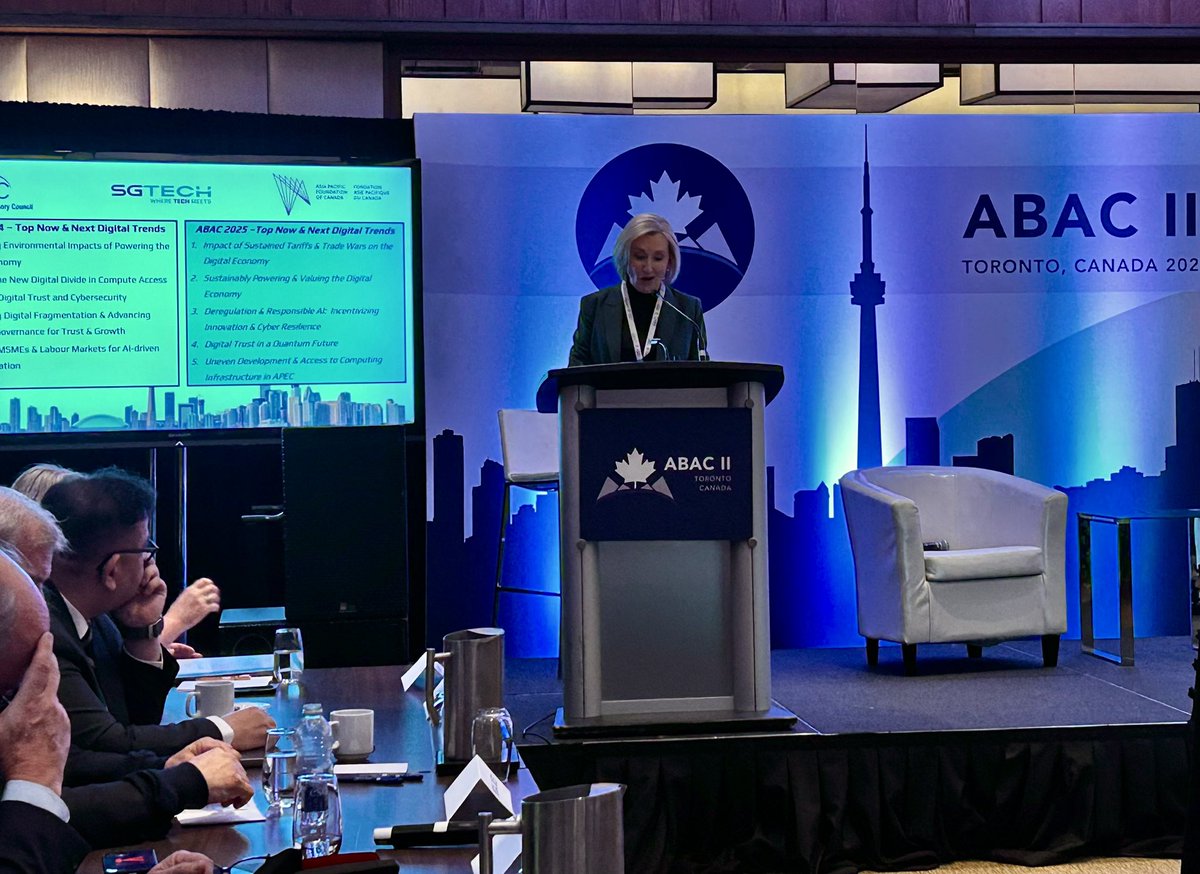 APECBiz's tweet image. AIDWG organized a roundtable on the side of ABAC 2 to examine the key digital trends shaping the digital economy, the implications for businesses and societies, and the policy recommendations needed to navigate today’s complex geopolitical and technological landscape. The 2025…