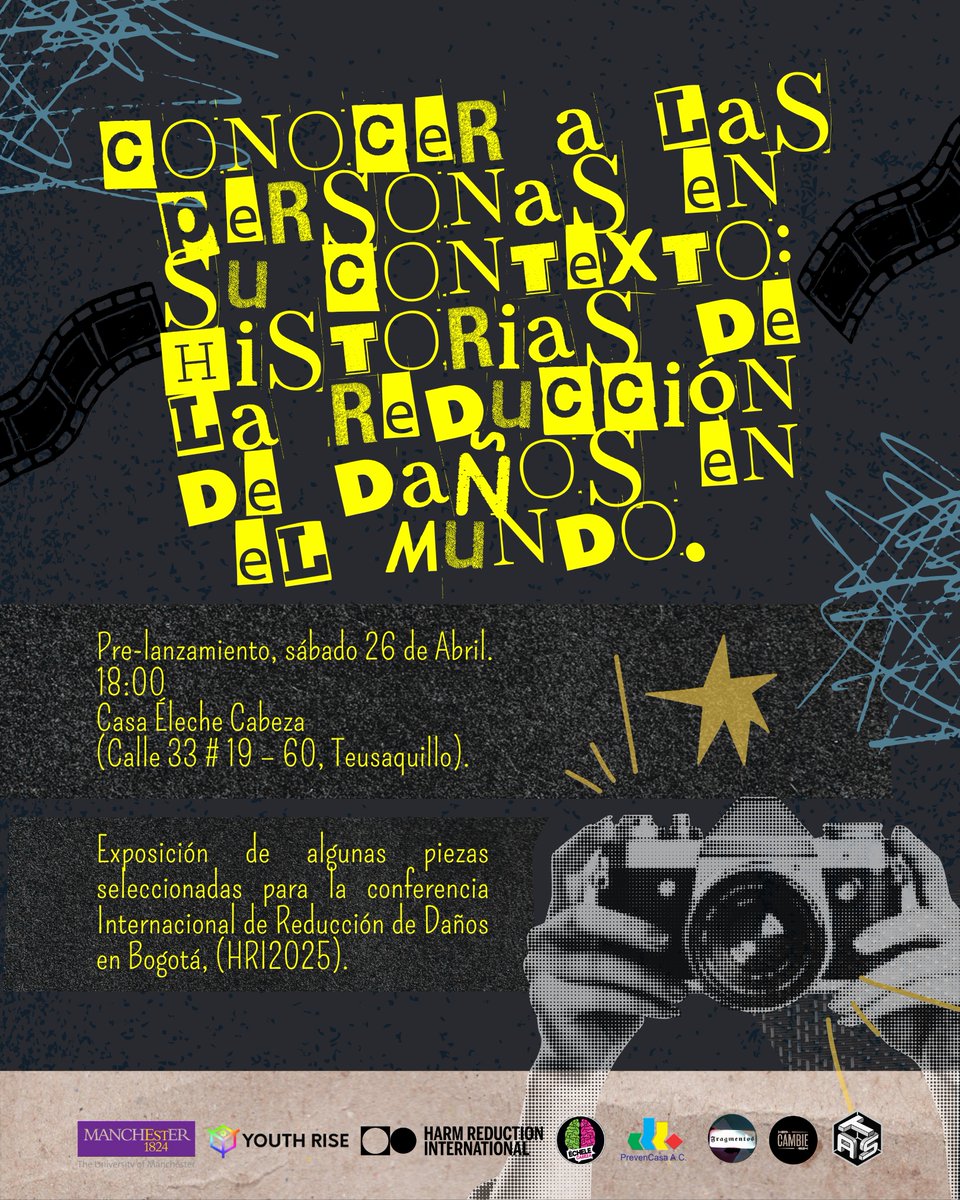Meeting people where they are at: Harm reduction stories around the globe! 🌍

📌Echele Cabeza’s center, Bogotá
📆Saturday, April 26th at 6:00pm (local time)

#HRI2025 #HarmReduction #ReducciónDeDaños  #CommunityVoices #DrugPolicy #HarmReductionInternational #StoriesThatMatter