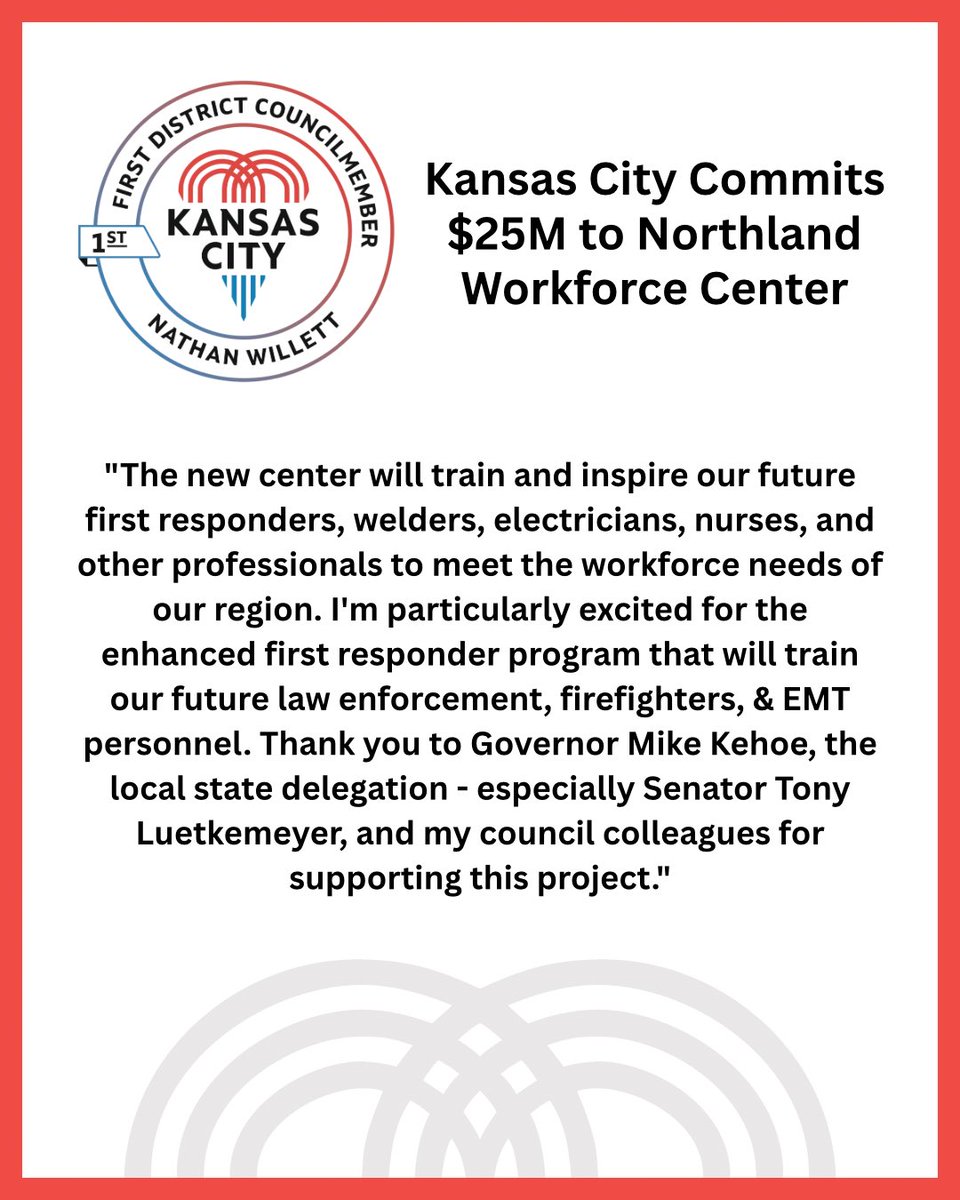 Big win for the Northland &amp; our city:

Kansas City is investing in the future of its workforce. On April 17, the City committed $25 million toward creating the new Northland Workforce Development Center (NWDC), a cutting-edge training hub designed to meet regional demand for