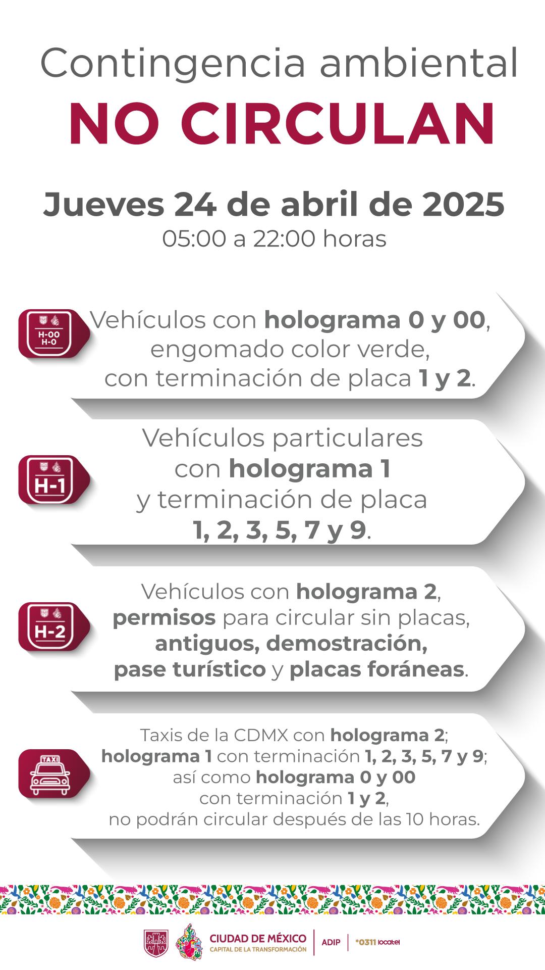 No circula 24 abril
