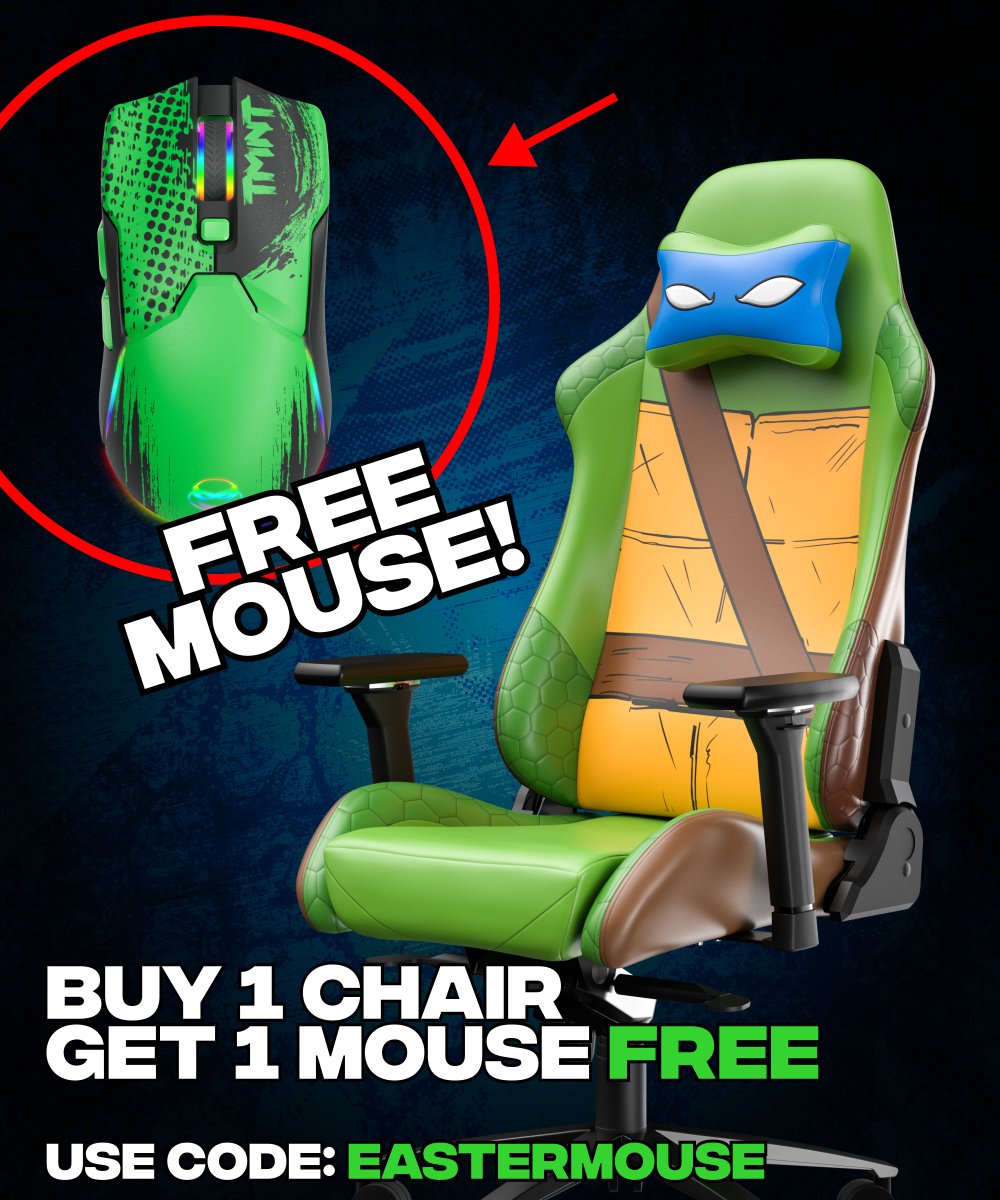 Buy the chair, score the mouse.

Suit up with our TMNT Leonardo gaming chair and get a matching gaming mouse FREE when you use code [EASTERMOUSE] at checkout.

Ends Sunday, April 27th 🐢🖱️
ghostkeyboards.com/TMNT

#GhostKeyboards #TMNT #TeenageMutantNinjaTurtles #GamingChair