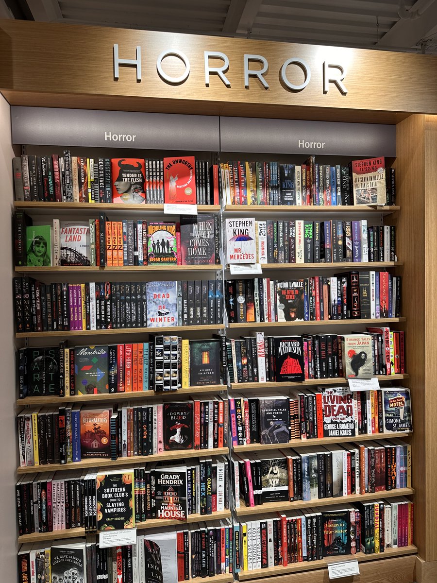 Just arrived at Barnes &amp;Noble Naperville for my signing. Just look at that horror section! I’m in good hands.