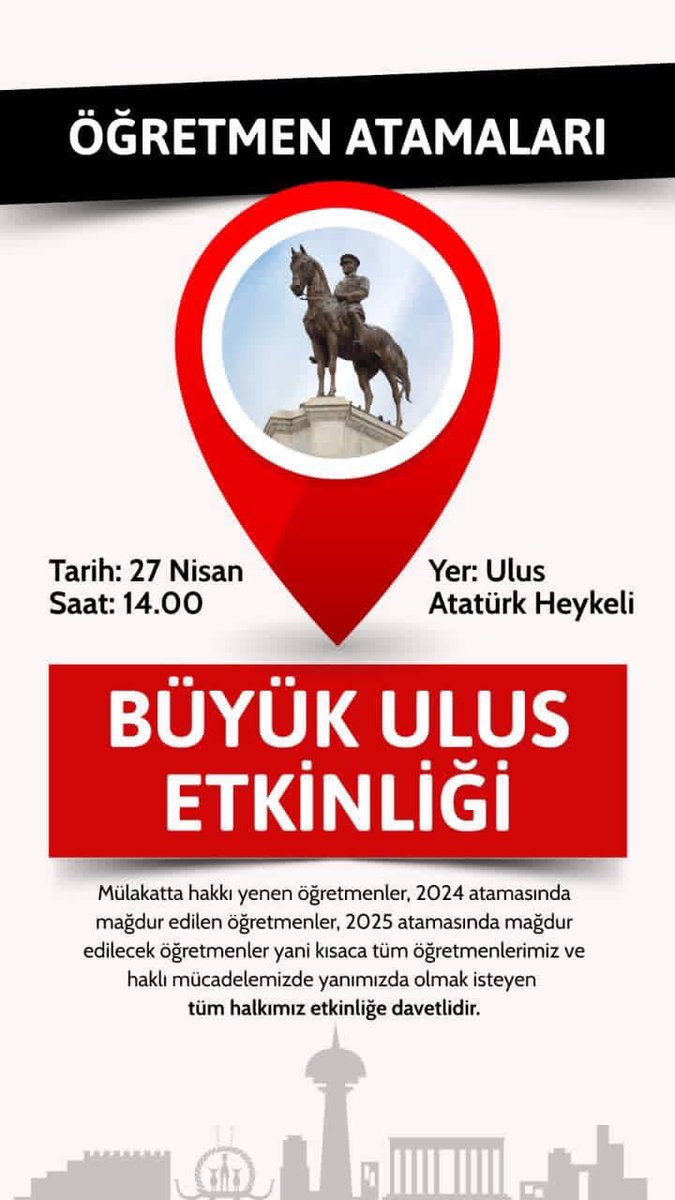 Ataması yapılan-yapılmayan tüm Öğretmenler, Tüm Eğitim Sendikaları, Milletvekilleri, Siyasi Parti Liderleri mutlaka destek vermeli katılmalı bu etkinliğe!