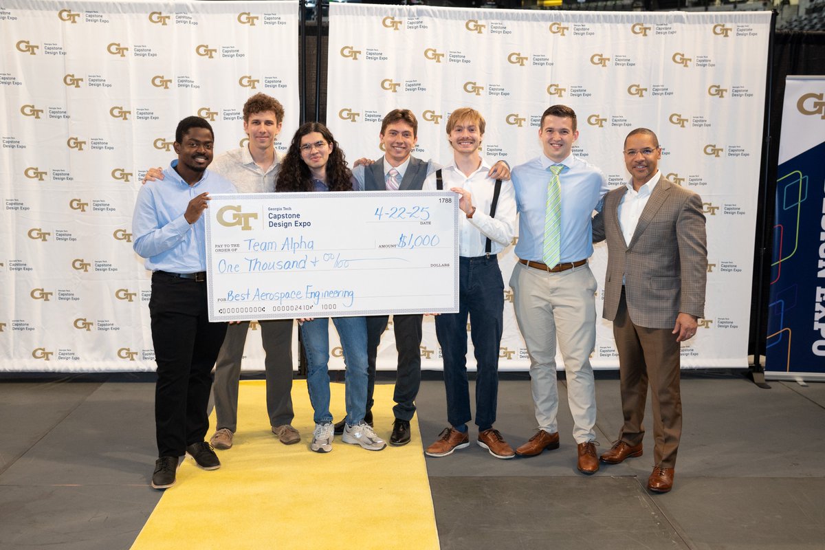 Congratulations to Team Alpha on winning Best AE Project during last night's #GeorgiaTech Capstone Design Expo! Their design of a homeland defense interceptor vehicle, named MQ-25 Horsefly, won them $1,000 and bragging rights. 🏆: bit.ly/4jF0GHg