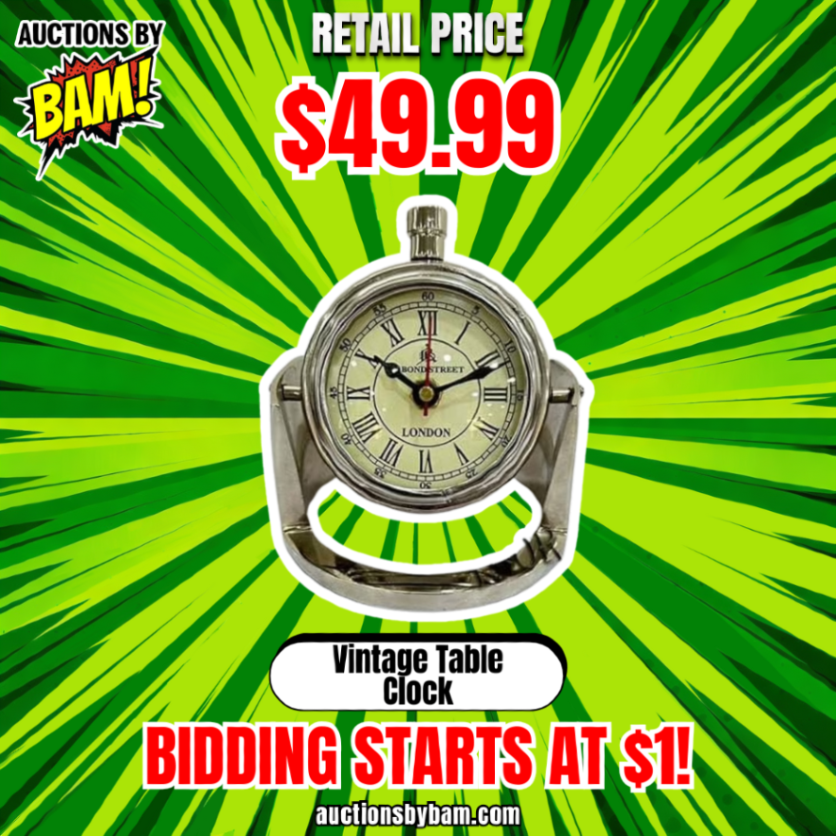 auctionsbybam's tweet image. Add Vintage Charm to Your Space with a Table Clock! ✨

Elevate your decor with this Vintage Table Clock. 🕰️ The timeless design will surely make a statement in any room!

Bidding link coming soon! 🔗

#AuctionsByBAM #VintageClock #TableClock #HomeDecor #Timepiece #BiddingFun