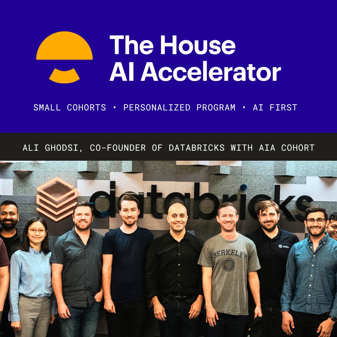 Thanks to <a href="/alighodsi/">Ali Ghodsi</a>, Berkeley legend and co-founder of <a href="/databricks/">Databricks</a>, for spending valuable time with our AI Accelerator cohort.

Interested in joining our next cohort? Apply soon—Summer ’25 applications close May 2nd. 

Apply now: thehouse.fund/ai-accelerator