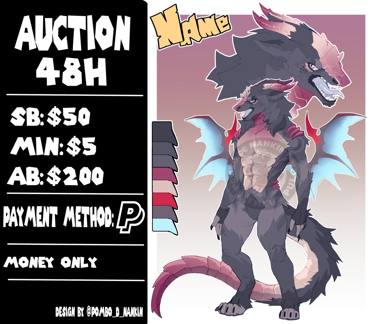 Pombo_D_Nankin's tweet photo. OPEN AUCTION-48H-WOLF DRAGON
SB:$60
MIN:$5
AB:$200
(AB will have 1 feral/wyvern form art and 1 back version)
Payment Method PayPal $ or £
-only place bids if you are actually going to buy
-I accept payment plans
-you can bid in my DM too if you prefer
#furryartists #adoptbot https://t.co/Zt8AieE7ge