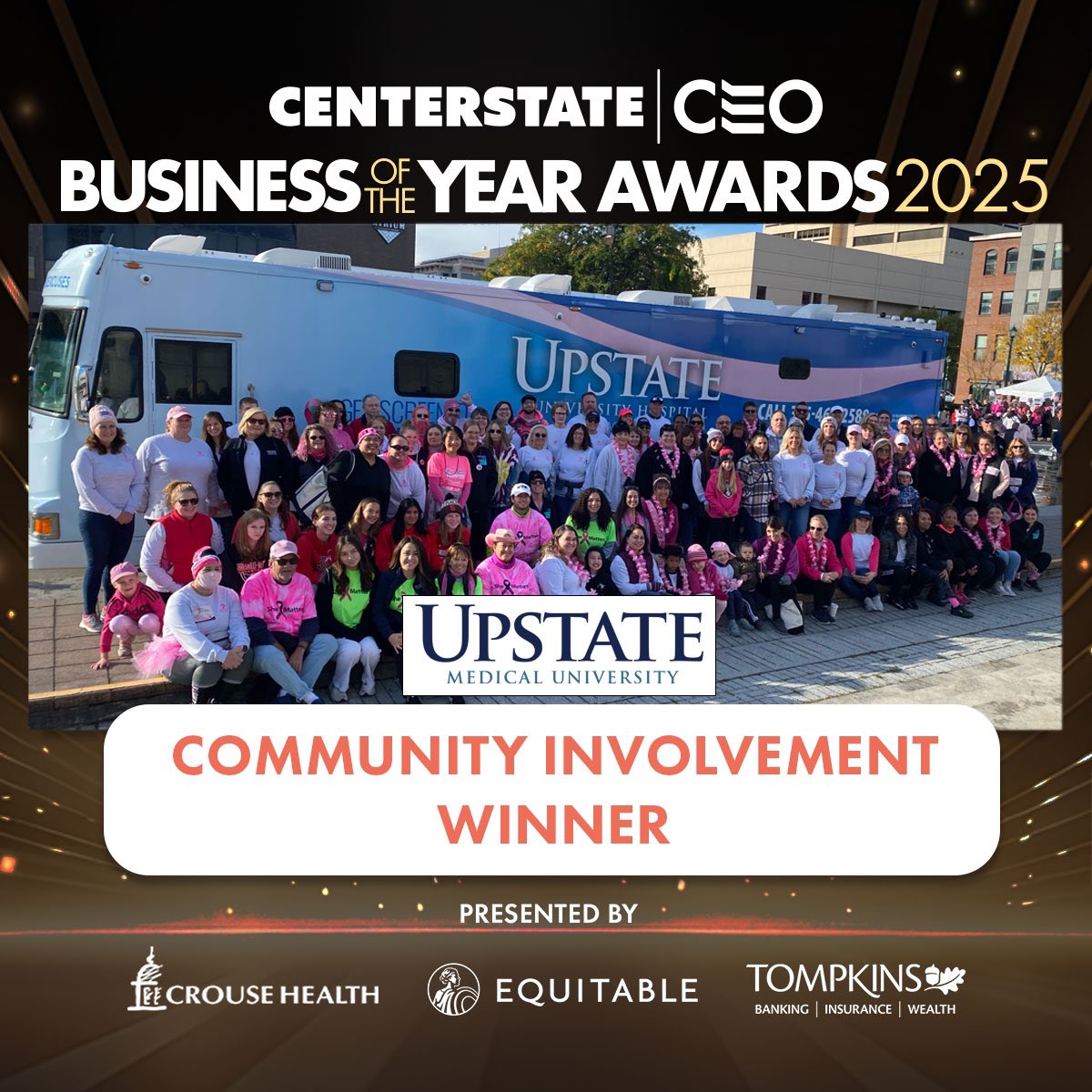Big news! Upstate Medical University has been named <a href="/CenterStateCEO/">CenterState CEO</a>’s 2025 Business of the Year in the Community Involvement category.

We’re proud to serve and support our community—and grateful to be recognized for it. 

#CEOBOTY25
