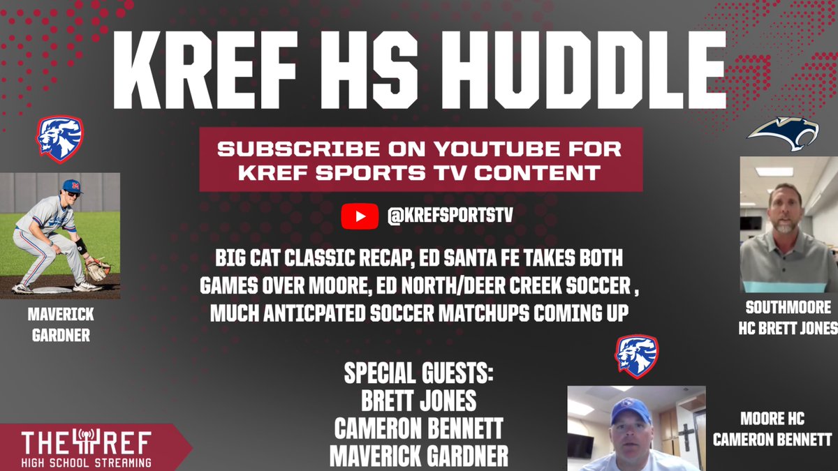 This weeks episode of the KREF HS Huddle 🚨

We get you caught up with all the action from Tuesday Night, recap of the Big Cat Classic, and BIG District matchups coming up in Soccer.

Subscribe on Youtube. 👊
Link to the Episode: youtu.be/UvD4lHJH3jA