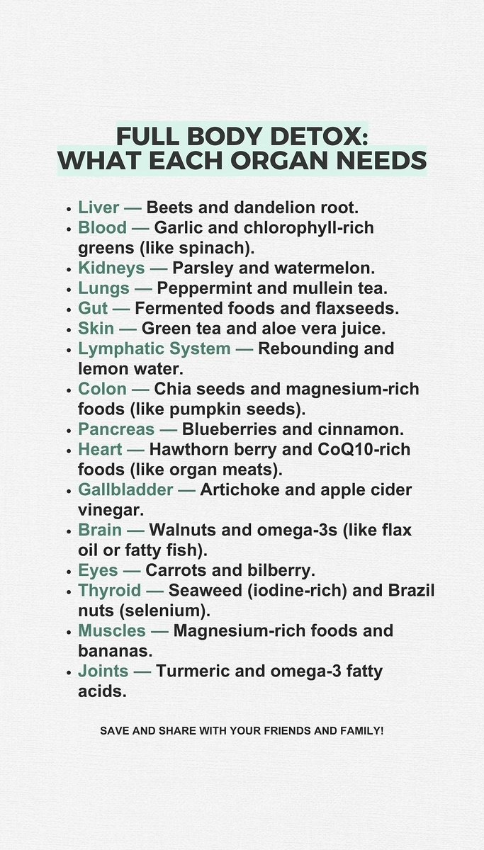 Did you know each organ in your body has specific needs to function at its best — and naturally detox itself? 👇🏼

Your body is a powerful healing machine, but it needs the right support through real, nutrient-dense foods. From your liver to your brain, each organ plays a vital