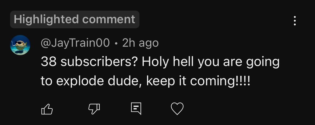 The type of comments that make all the hard work worth it. 

<a href="/CreatorCook/">Creator Cookbook</a> will become the #1 creator economy podcast in the world!