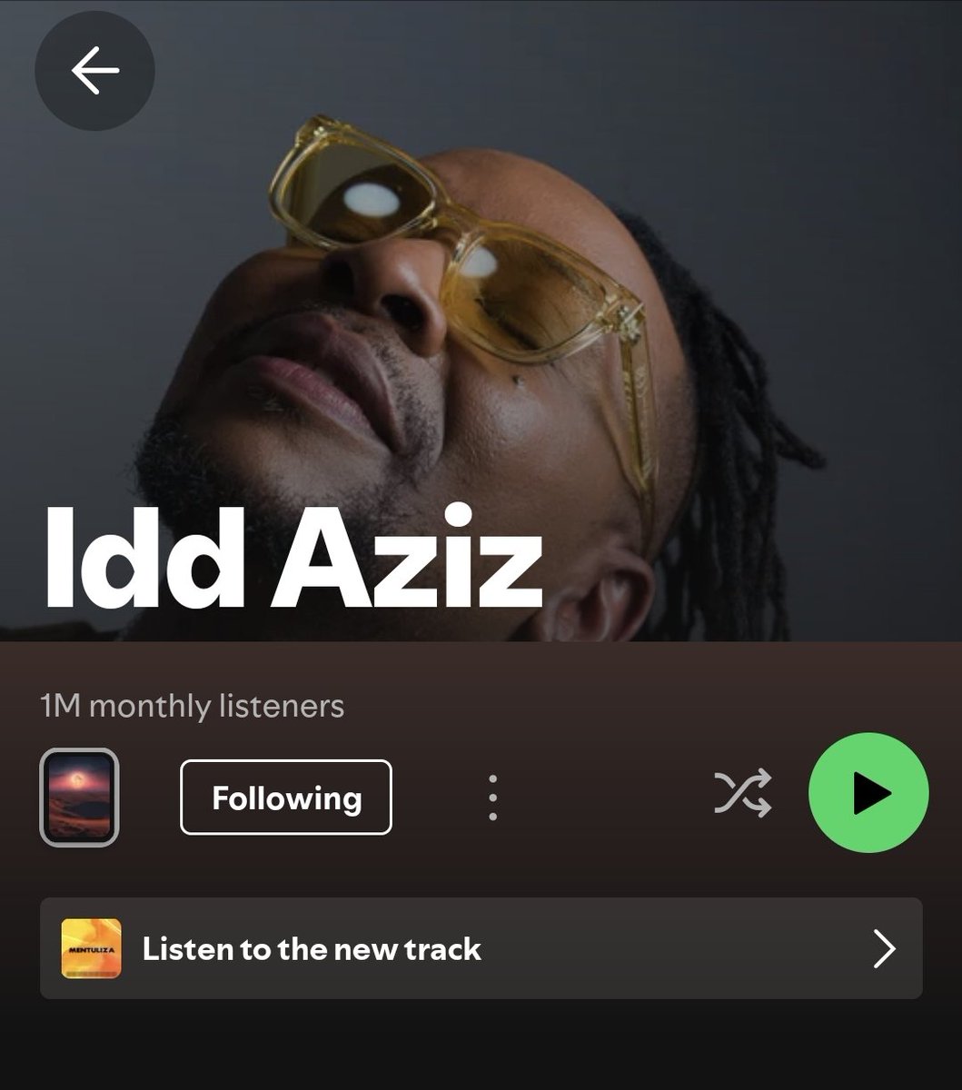 Idd Aziz (<a href="/iddaziz/">idd aziz</a>) rejoins the 1M+ monthly listeners club on Spotify.

Currently, only three Kenyan artists have over one million monthly listeners on Spotify:

- Sofiya Nzau (9.5M+)

- Barbara Wangui (1.3M+)

- Idd Aziz (1M+)

#ChartsKE #KEmusic