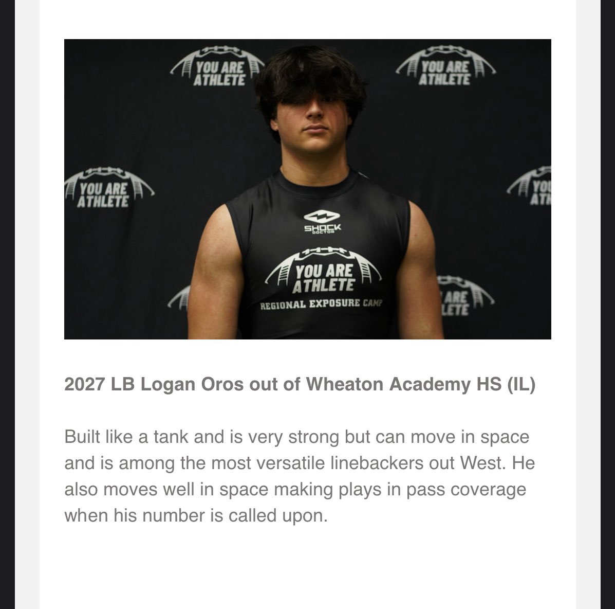 Logan Oros / Sophomore / Varsity #10 (@loganoros) on Twitter photo Blessed <a href="/MacCorleone74/">Rion (Ree-un) Young</a> and <a href="/youareathlete/">You Are Athlete</a> for the write up. Love meeting other LBs in the state and competing when going to the combines.
<a href="/Rivals/">Rivals</a> <a href="/DeepDishFB/">DEEP DISH FOOTBALL</a> <a href="/EDGYTIM/">Timothy “EDGYTIM” OHalloran</a> <a href="/PrepRedzoneIL/">Prep Redzone Illinois</a> <a href="/247Sports/">247Sports</a> <a href="/6starfootballIL/">Six Star Football | ILLINOIS</a> <a href="/Linebackers_U/">Linebackers University™</a> <a href="/EdOBrienCFB/">EdOBrienCFB</a> Blessed <a href="/MacCorleone74/">Rion (Ree-un) Young</a> and <a href="/youareathlete/">You Are Athlete</a> for the write up. Love meeting other LBs in the state and competing when going to the combines.
<a href="/Rivals/">Rivals</a> <a href="/DeepDishFB/">DEEP DISH FOOTBALL</a> <a href="/EDGYTIM/">Timothy “EDGYTIM” OHalloran</a> <a href="/PrepRedzoneIL/">Prep Redzone Illinois</a> <a href="/247Sports/">247Sports</a> <a href="/6starfootballIL/">Six Star Football | ILLINOIS</a> <a href="/Linebackers_U/">Linebackers University™</a> <a href="/EdOBrienCFB/">EdOBrienCFB</a>