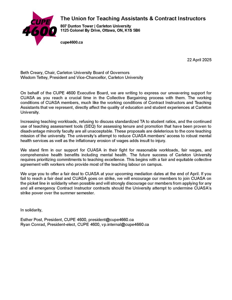 CUASA thanks <a href="/cupe4600/">CUPE 4600</a> for all of their support! 

#UNITEDtoEDUCATE

Keep up with bargaining at cuasa.ca/bargaining-202…