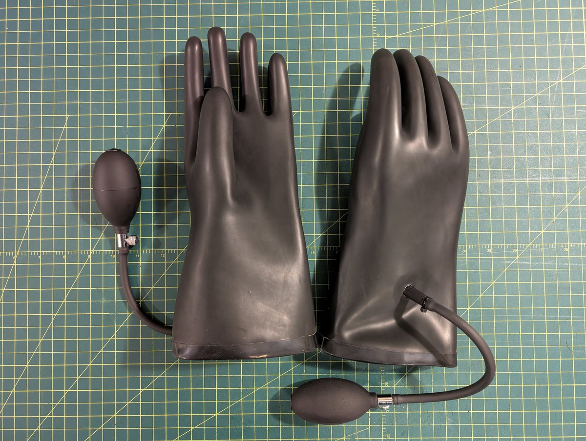 Fun little side project: inflatable heavy rubber gloves! Perfect pump drone accessory!