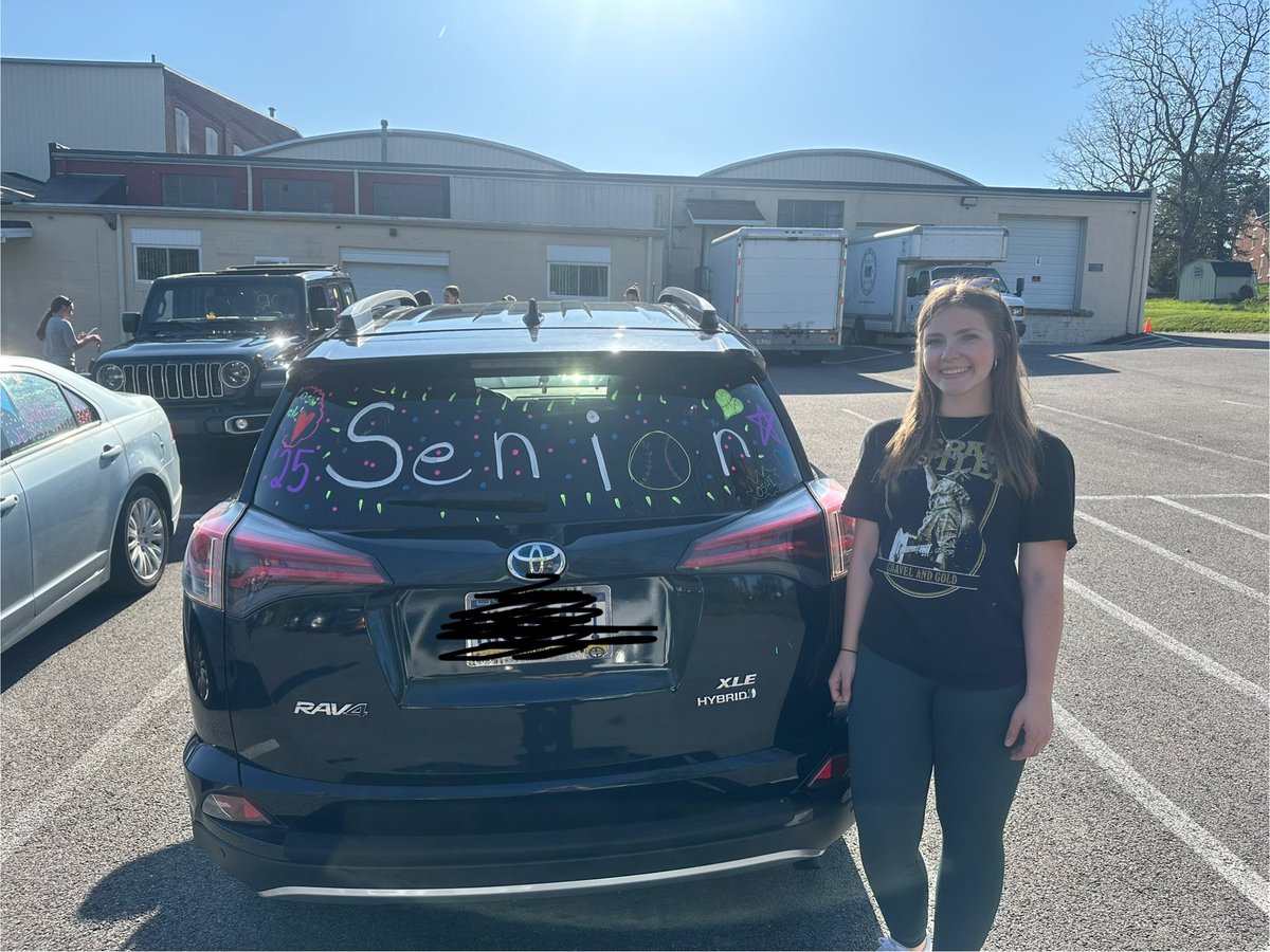 Cars are decorated and ready for Senior Night tomorrow! #together 💙🥎