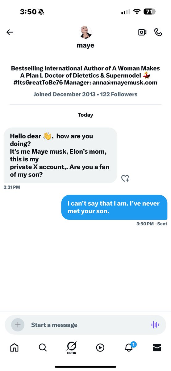 jareeohs's tweet photo. @elonmusk come get your mother please … she has no business messaging authors who are currently on vacation in Palm Springs, CA 😂😂😂😂😂😂😂😂 https://t.co/6eAWiejLh6