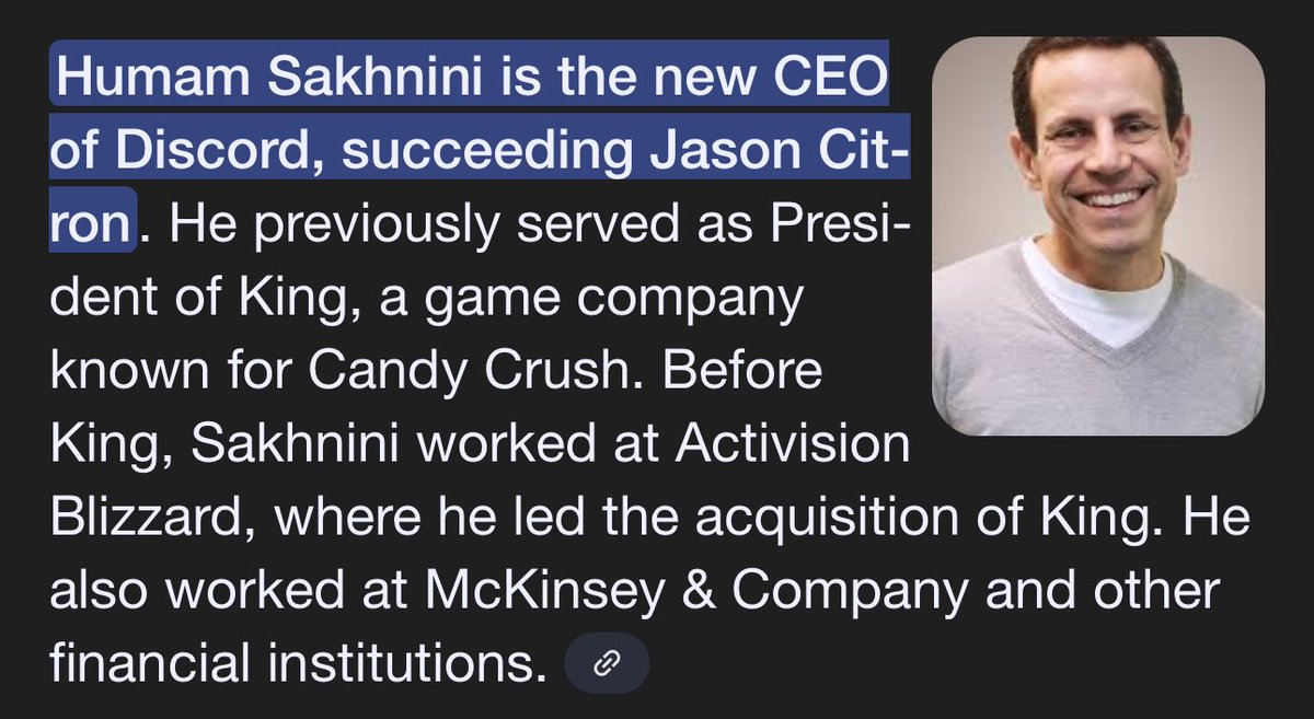 gf_256 Ex CEO of KING, talks of becoming a public company. This guy  represents everything that is bad on modern tech companies. Discord is DONE.