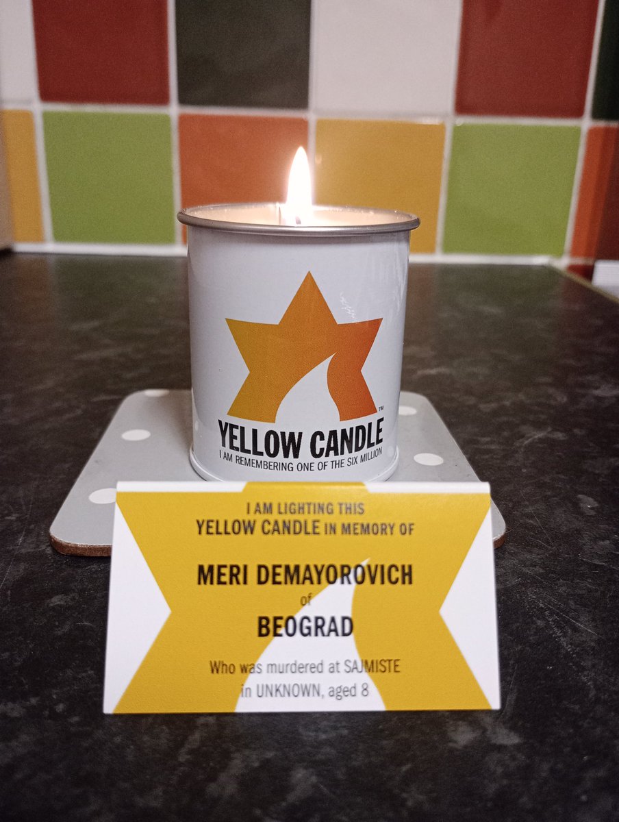 Andrew Sherwood (@_andrewsherwood) on Twitter photo Tonight, I am lighting this Yellow Candle in memory of Meri Demayorovich, who was murdered at Sajmiste, aged 8
WE WILL NEVER FORGET
<a href="/YellowCandleUK/">Yellow Candle</a>
#yellowcandleuk Tonight, I am lighting this Yellow Candle in memory of Meri Demayorovich, who was murdered at Sajmiste, aged 8
WE WILL NEVER FORGET
<a href="/YellowCandleUK/">Yellow Candle</a>
#yellowcandleuk
