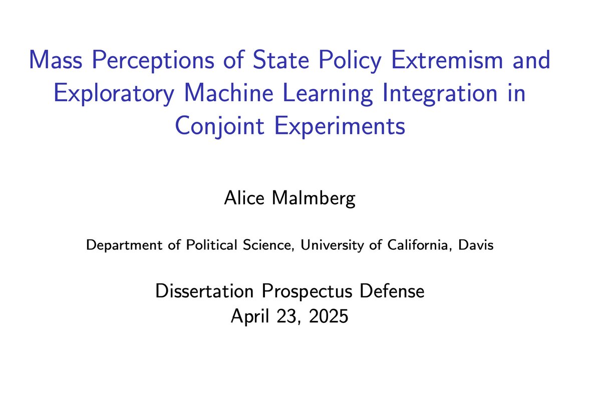 Officially ABD! Thanks to my committee and everyone who has helped me get this far <a href="/UCDPoliSci/">UC Davis, Department of Political Science</a>.