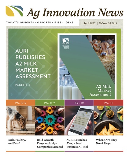 AURIcomm's tweet photo. The latest issue of Ag Innovation News is online. Read about soy dog food, the Bold Growth program, AURI's virtual assistant, and more!

📖 https://t.co/JqUZlv5RGs 

Prefer a print version? Subscribe here: https://t.co/Fzllaq1KF0 https://t.co/feGfw5l5Vy