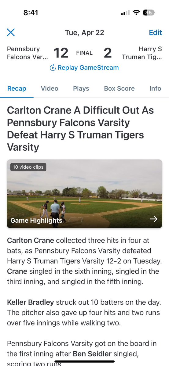 Carlton Crane (@ccrane2026) on Twitter photo Post Game write up below from my game yesterday.
<a href="/PSD_Baseball/">Pennsbury Baseball</a>
<a href="/LB_Minutemen/">Lower Bucks Minutemen</a> Post Game write up below from my game yesterday.
<a href="/PSD_Baseball/">Pennsbury Baseball</a>
<a href="/LB_Minutemen/">Lower Bucks Minutemen</a>